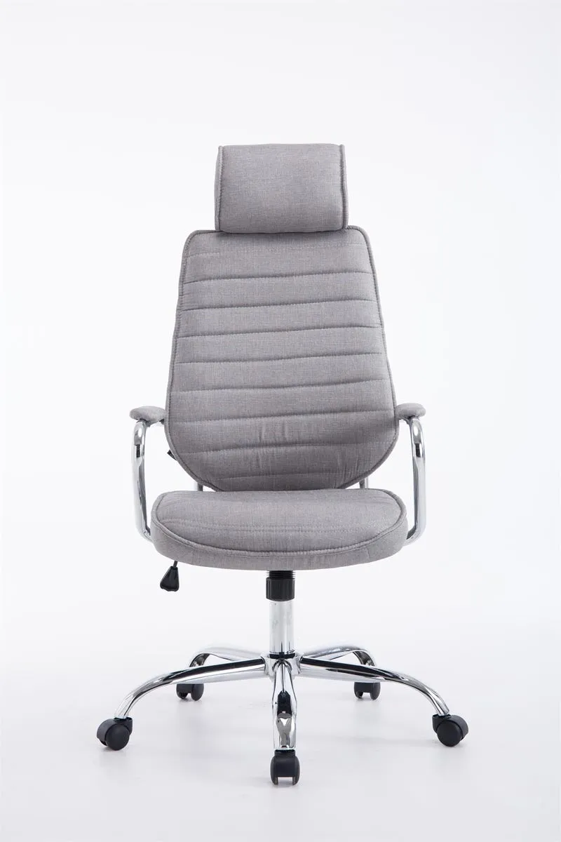 Fauteuil de bureau hauteur réglable pivotant mécanisme de bascule tissu gris clair et métal chromé 10_0007010