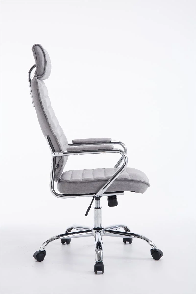 Fauteuil de bureau hauteur réglable pivotant mécanisme de bascule tissu gris clair et métal chromé 10_0007010