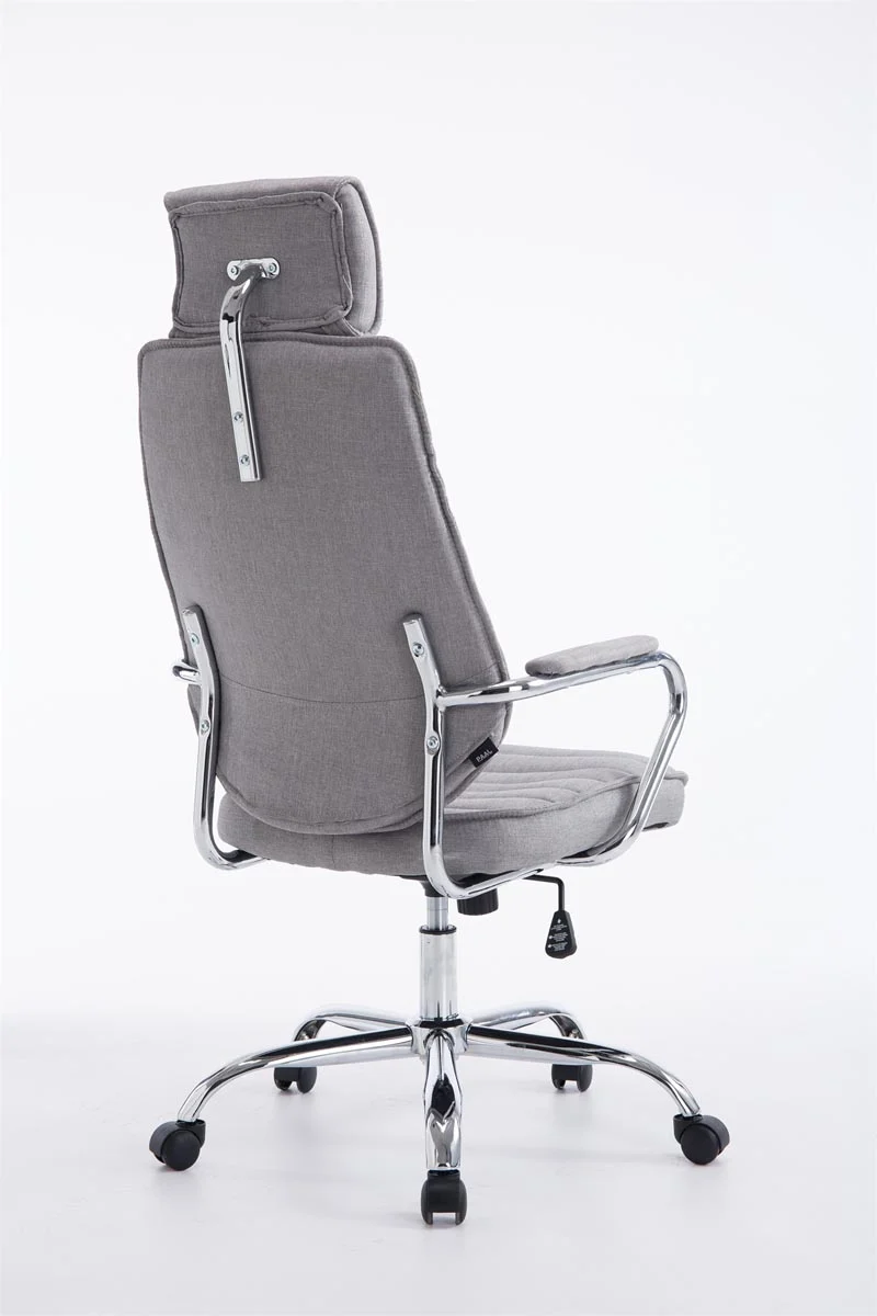 Fauteuil de bureau hauteur réglable pivotant mécanisme de bascule tissu gris clair et métal chromé 10_0007010