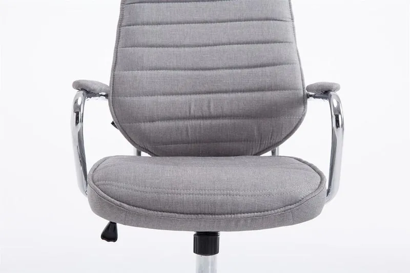 Fauteuil de bureau hauteur réglable pivotant mécanisme de bascule tissu gris clair et métal chromé 10_0007010