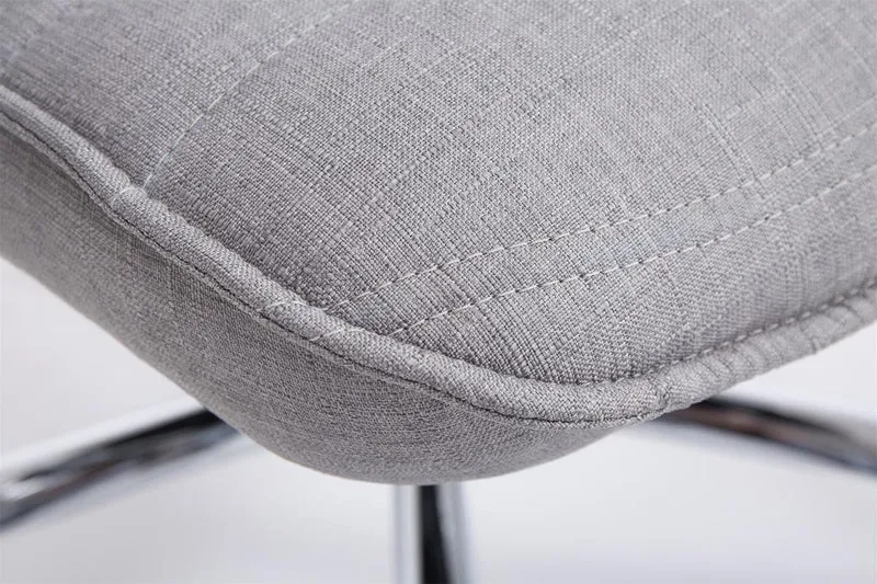 Fauteuil de bureau hauteur réglable pivotant mécanisme de bascule tissu gris clair et métal chromé 10_0007010