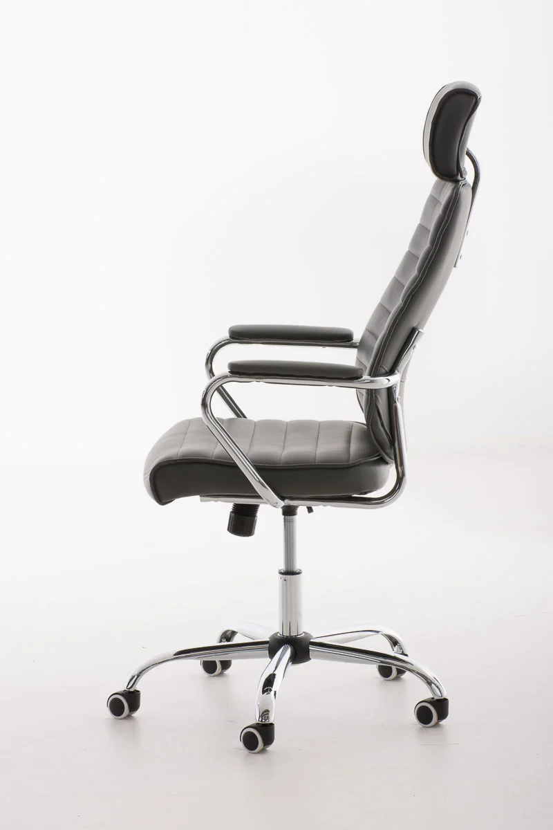 Fauteuil de bureau hauteur réglable pivotant mécanisme de bascule PVC gris et métal chromé 10_0006998