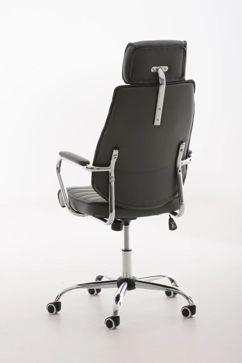 Fauteuil de bureau hauteur réglable pivotant mécanisme de bascule PVC gris et métal chromé 10_0006998