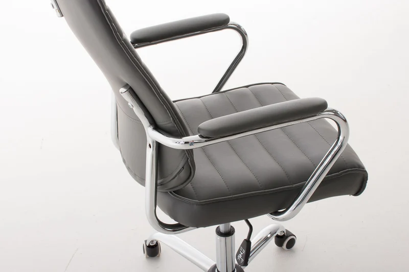 Fauteuil de bureau hauteur réglable pivotant mécanisme de bascule PVC gris et métal chromé 10_0006998