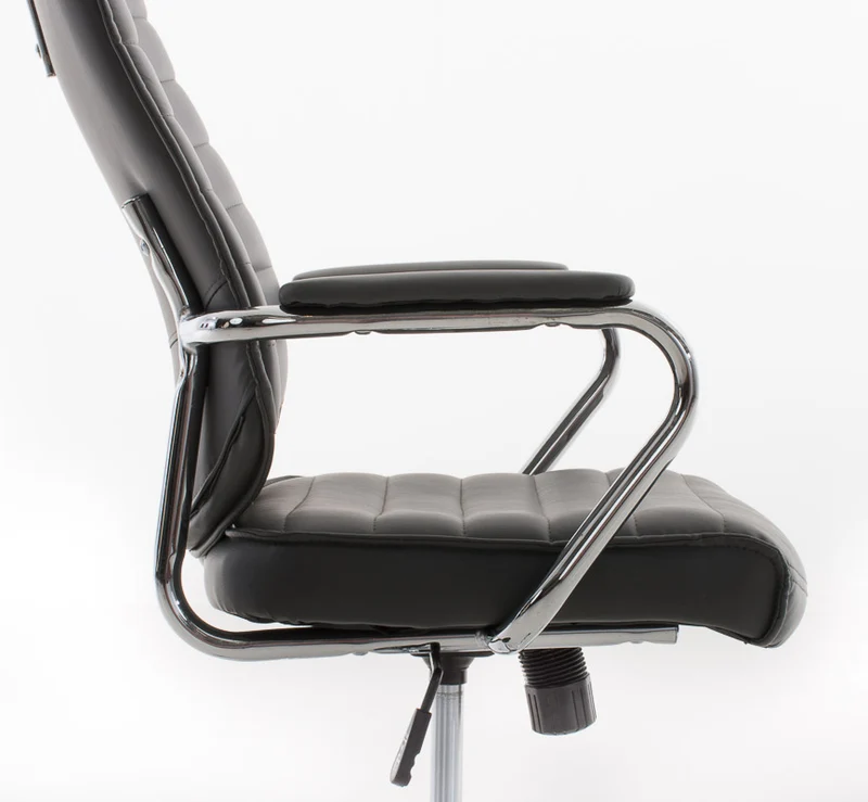 Fauteuil de bureau hauteur réglable pivotant mécanisme de bascule PVC gris et métal chromé 10_0006998
