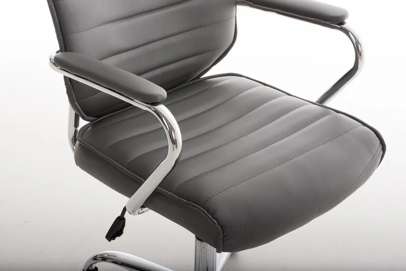 Fauteuil de bureau hauteur réglable pivotant mécanisme de bascule PVC gris et métal chromé 10_0006998