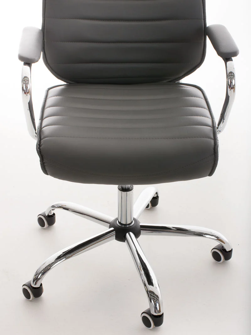Fauteuil de bureau hauteur réglable pivotant mécanisme de bascule PVC gris et métal chromé 10_0006998