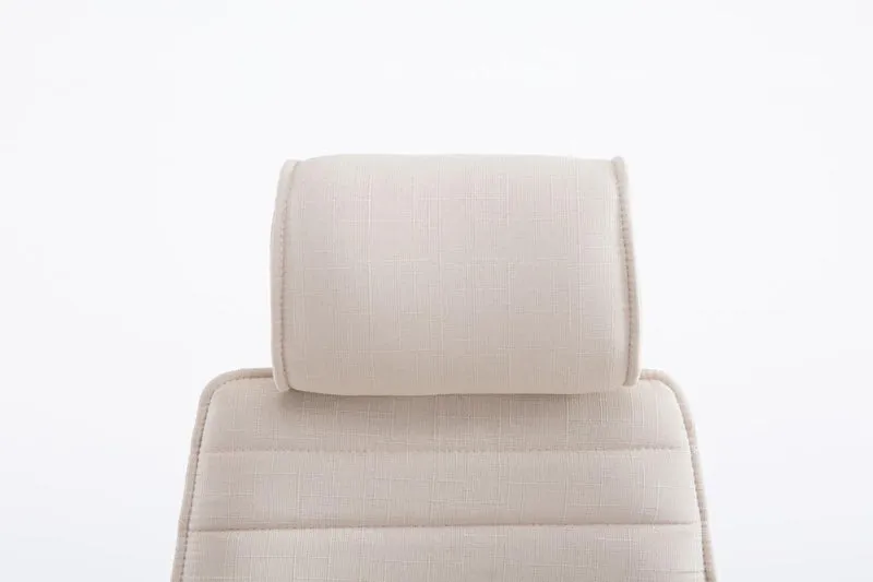 Fauteuil de bureau hauteur réglable pivotant mécanisme de bascule tissu crème et métal chromé 10_0006966