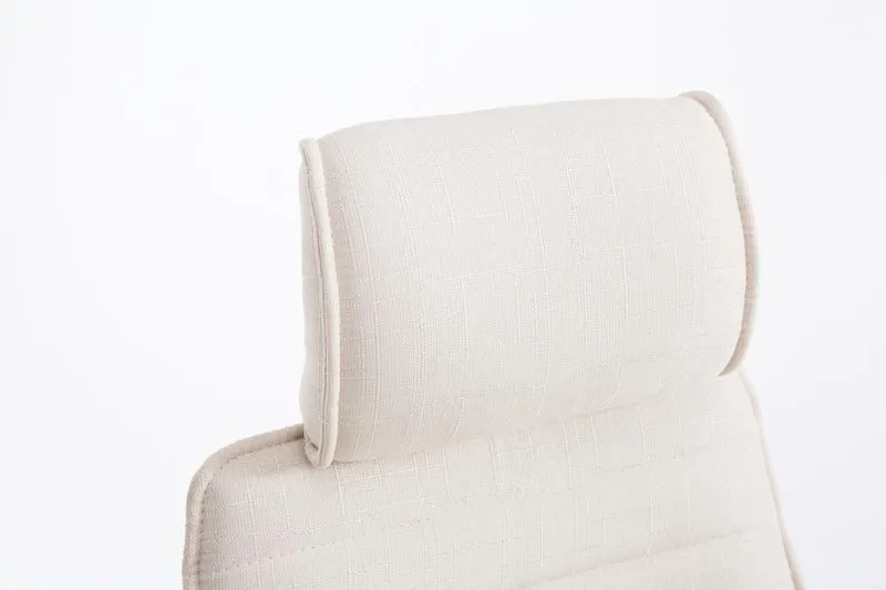 Fauteuil de bureau hauteur réglable pivotant mécanisme de bascule tissu crème et métal chromé 10_0006966