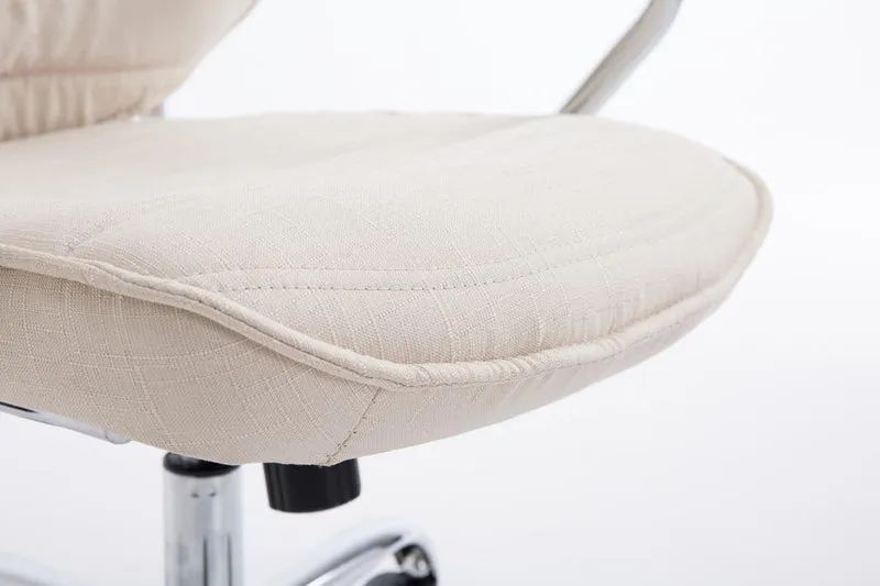 Fauteuil de bureau hauteur réglable pivotant mécanisme de bascule tissu crème et métal chromé 10_0006966