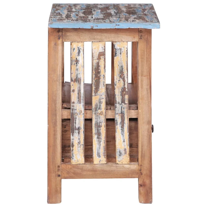Table de chevet avec tiroir et étagère 41 x 30 x 50 cm bois d'acajou aspect vieilli DEC033014