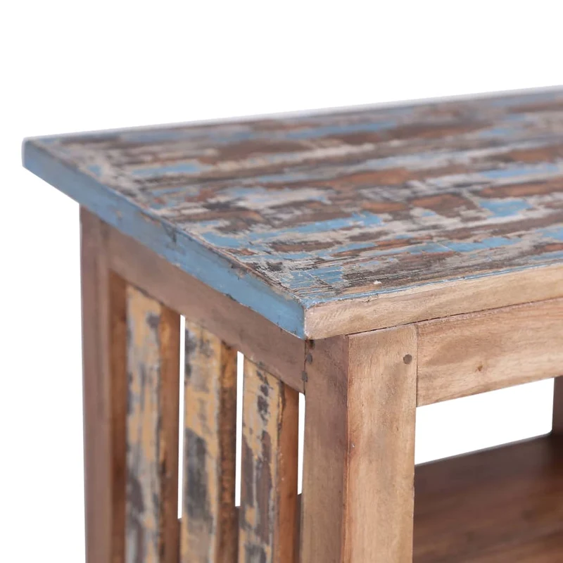 Table de chevet avec tiroir et étagère 41 x 30 x 50 cm bois d'acajou aspect vieilli DEC033014