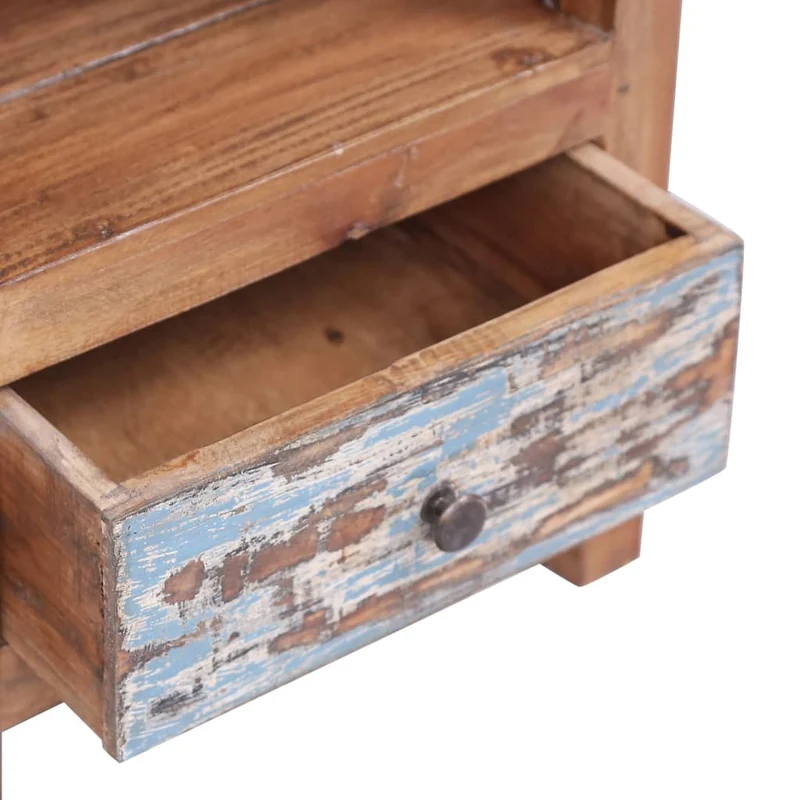 Table de chevet avec tiroir et étagère 41 x 30 x 50 cm bois d'acajou aspect vieilli DEC033014