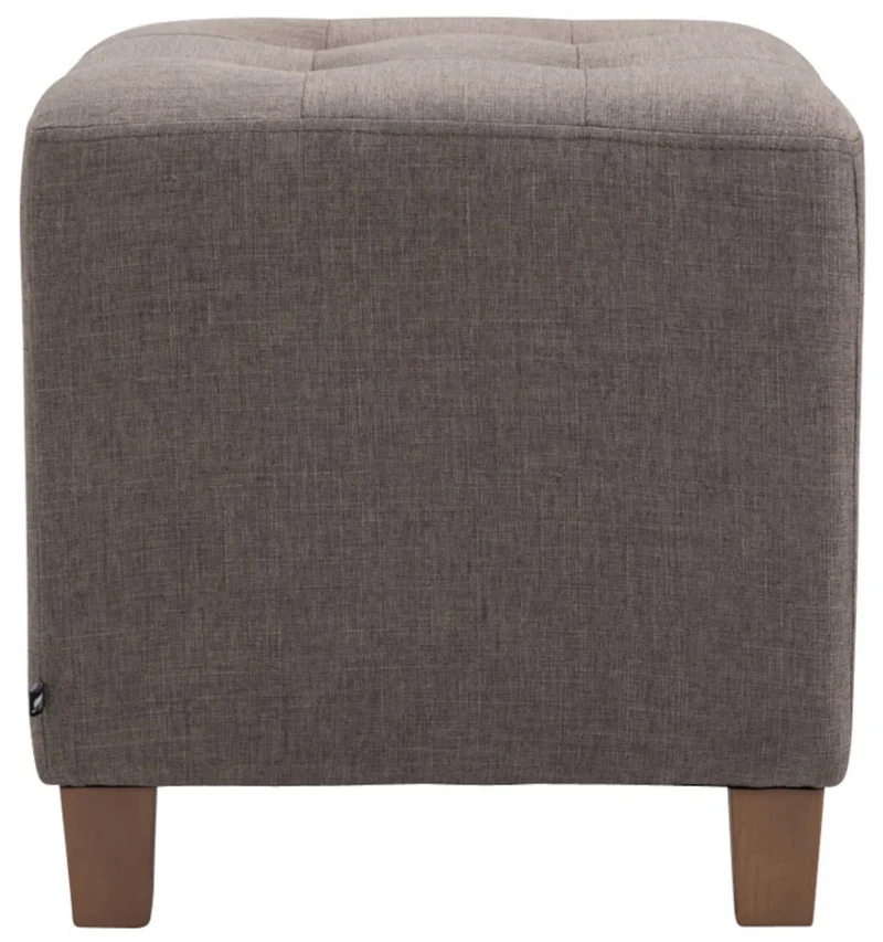 Lot de 2 poufs carrés en tissu taupe avec pieds en bois 45x45 cm – Assise capitonnée élégante 10_0006249