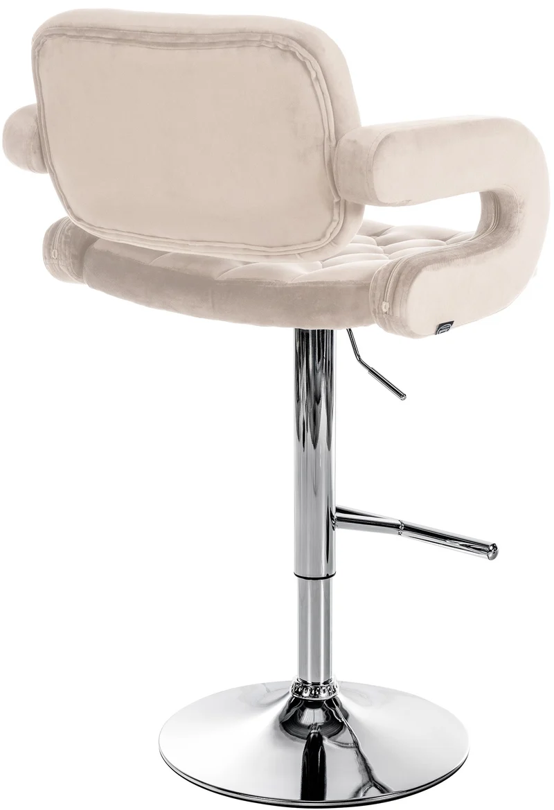 Tabouret de bar x1 design moderne assise capitonnée velours crème pied métal chromé 10_0006060