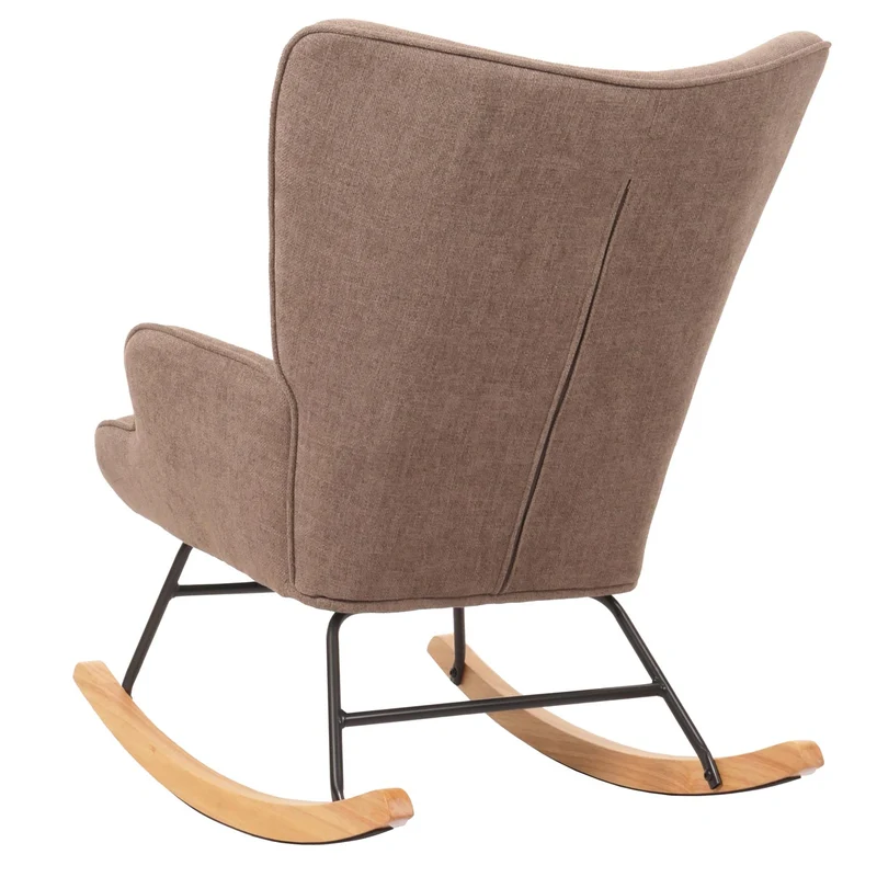 Fauteuil à bascule relaxation chaise tv rembourrage 11 cm en bois métal et tissu marron 04_0006914