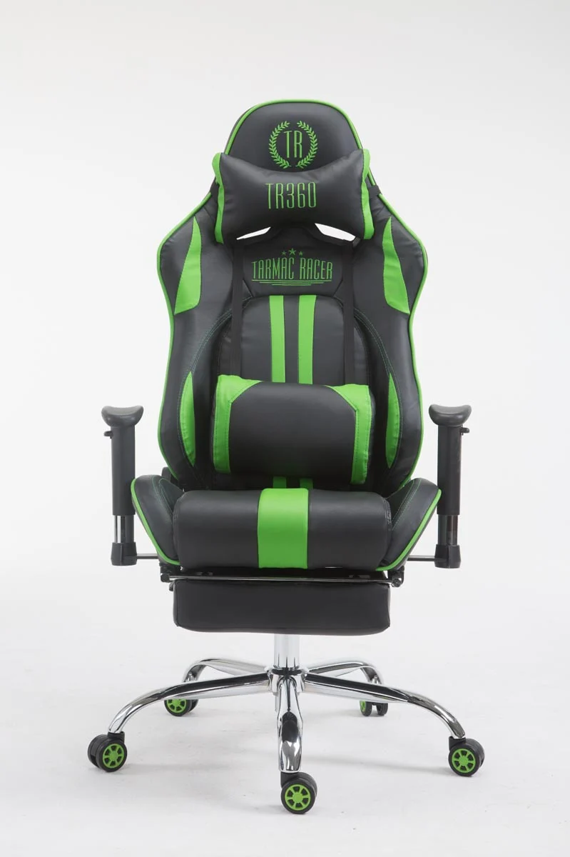 Chaise gamer ergonomique design sport et confort extrême avec repose-pieds similicuir noir / Vert 10_0006973