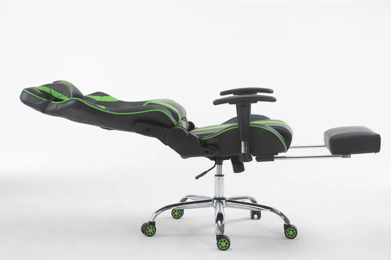 Chaise gamer ergonomique design sport et confort extrême avec repose-pieds similicuir noir / Vert 10_0006973