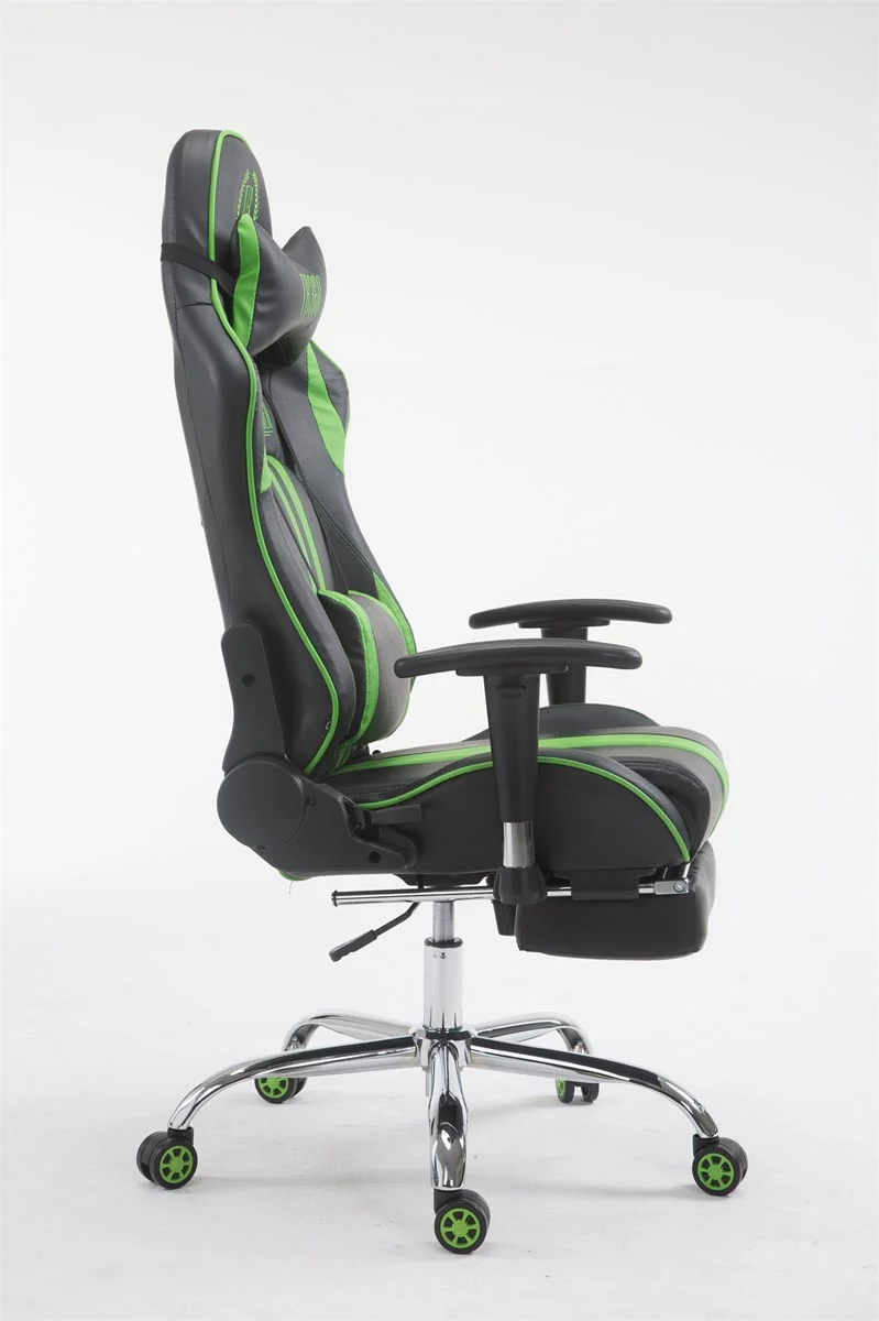 Chaise gamer ergonomique design sport et confort extrême avec repose-pieds similicuir noir / Vert 10_0006973