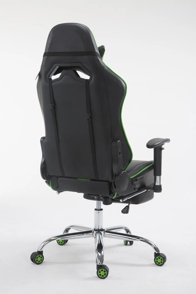 Chaise gamer ergonomique design sport et confort extrême avec repose-pieds similicuir noir / Vert 10_0006973