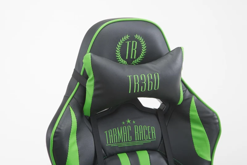 Chaise gamer ergonomique design sport et confort extrême avec repose-pieds similicuir noir / Vert 10_0006973