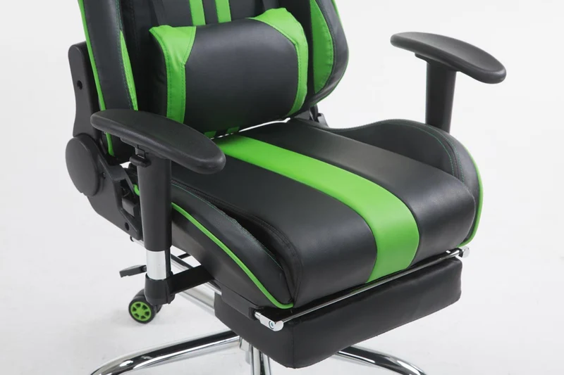 Chaise gamer ergonomique design sport et confort extrême avec repose-pieds similicuir noir / Vert 10_0006973