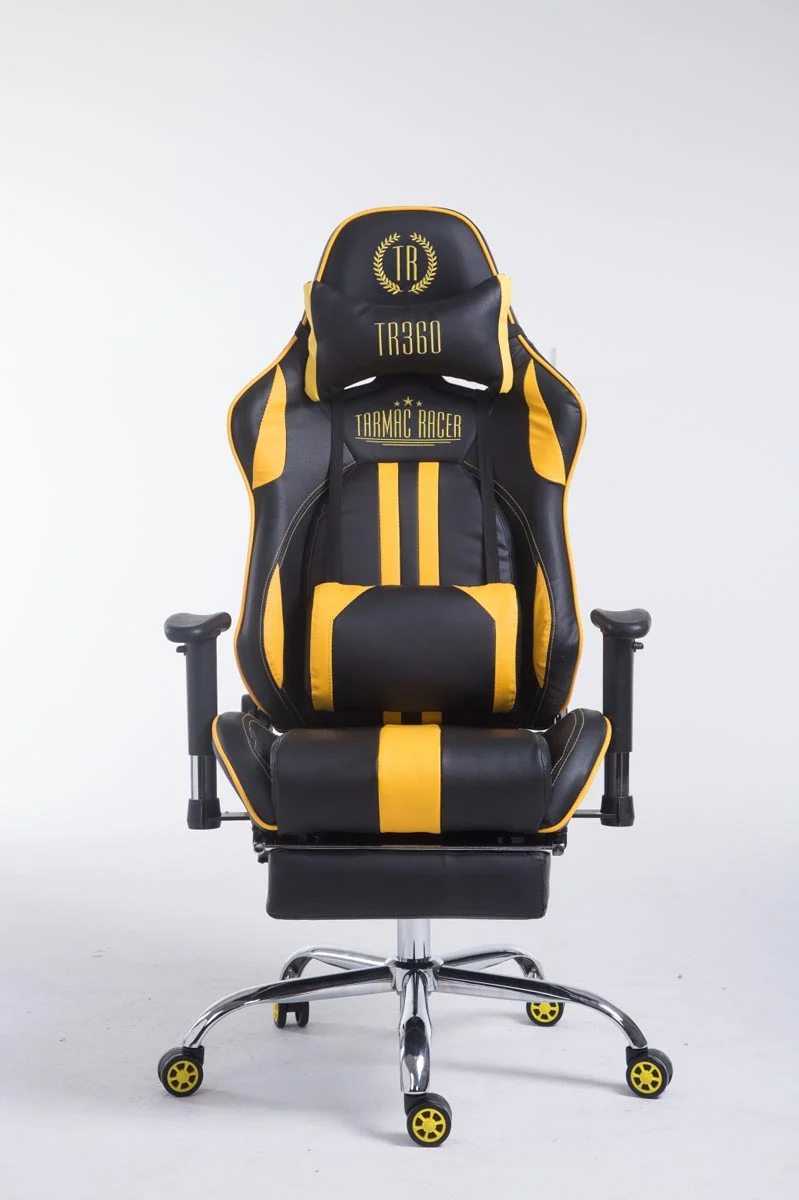 Chaise gamer ergonomique design sport et confort extrême avec repose-pieds similicuir noir / Jaune 10_0006949