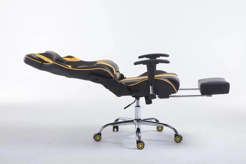 Chaise gamer ergonomique design sport et confort extrême avec repose-pieds similicuir noir / Jaune 10_0006949