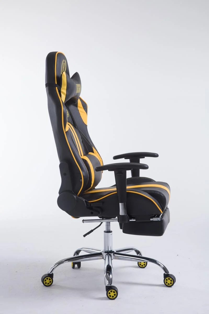 Chaise gamer ergonomique design sport et confort extrême avec repose-pieds similicuir noir / Jaune 10_0006949