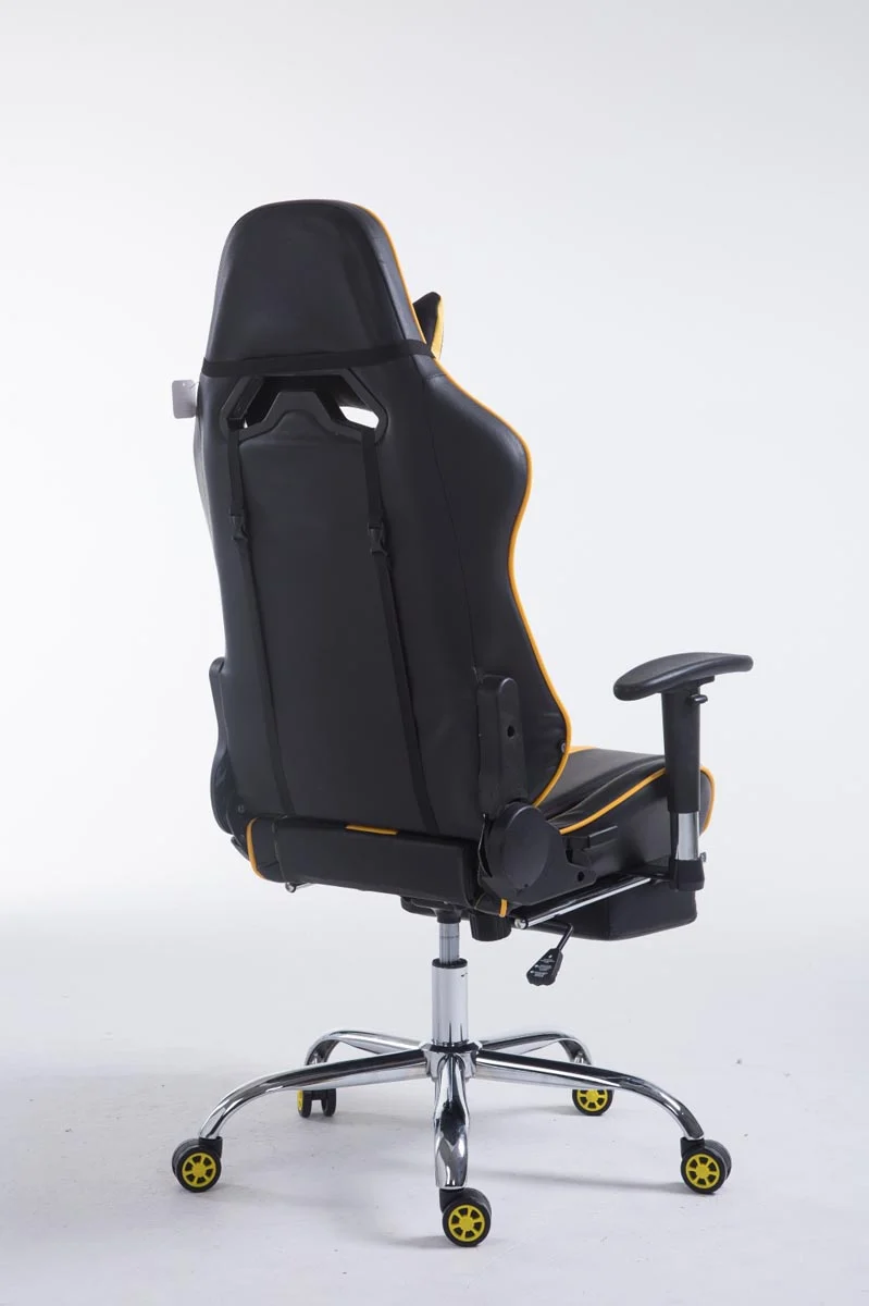 Chaise gamer ergonomique design sport et confort extrême avec repose-pieds similicuir noir / Jaune 10_0006949