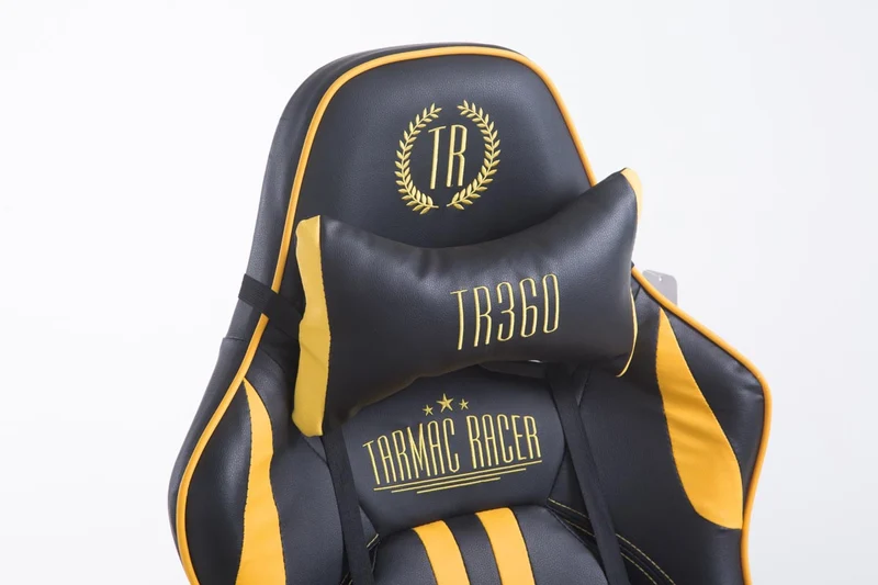 Chaise gamer ergonomique design sport et confort extrême avec repose-pieds similicuir noir / Jaune 10_0006949