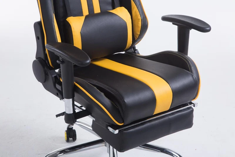 Chaise gamer ergonomique design sport et confort extrême avec repose-pieds similicuir noir / Jaune 10_0006949