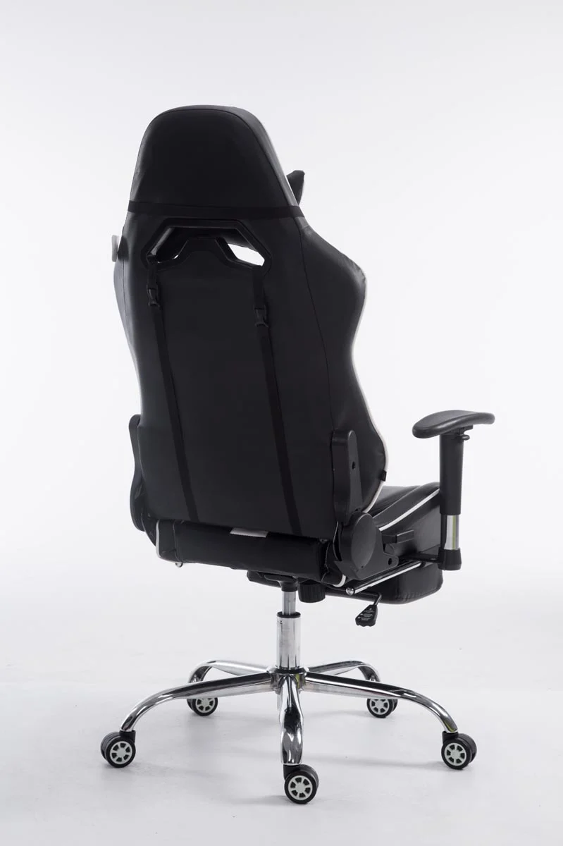 Chaise gamer ergonomique design sport et confort extrême avec repose-pieds similicuir noir / blanc 10_0006947