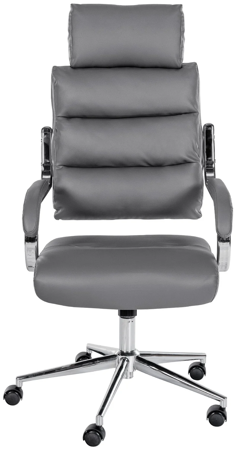 Fauteuil exécutif sur roulettes design épuré et confort optimal base chromée et revêtement en similicuir gris 10_0007019