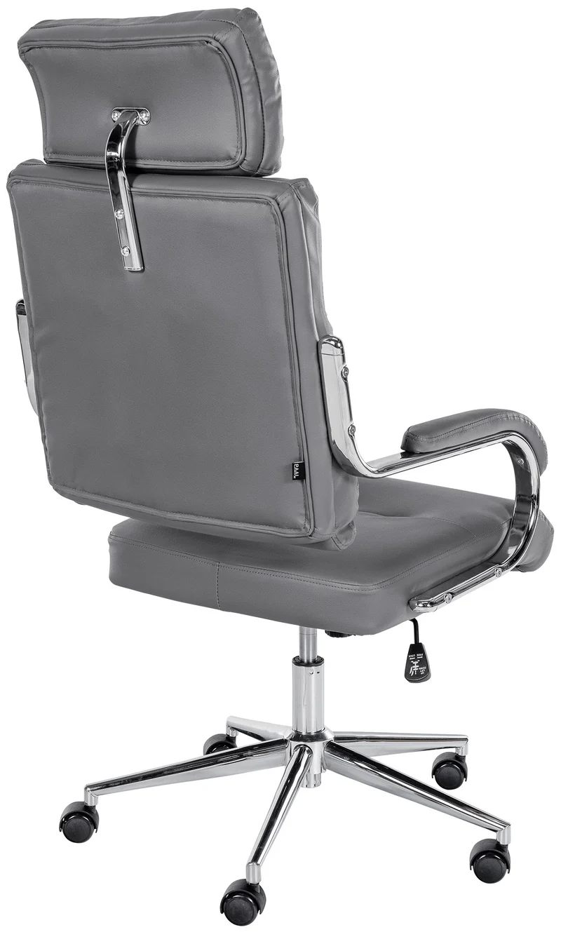 Fauteuil exécutif sur roulettes design épuré et confort optimal base chromée et revêtement en similicuir gris 10_0007019