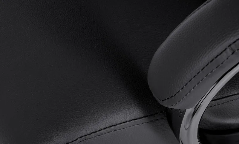 Fauteuil exécutif sur roulettes design épuré et confort optimal base chromée et revêtement en similicuir noir 10_0006954
