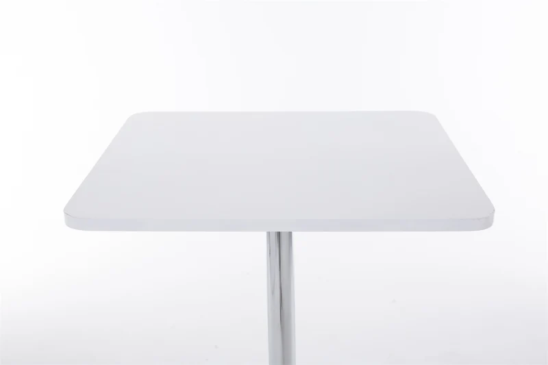 Table de bar bistrot plateau carrée 60x60 cm en bois blanc et métal chromé 10_0006146