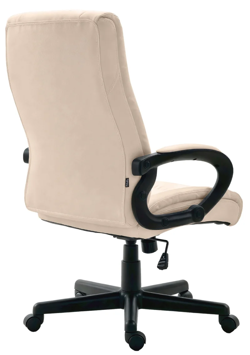 Chaise de direction rembourrée pivotant avec accoudoirs avec revêtement similicuir crème cadre plastique 10_0007040