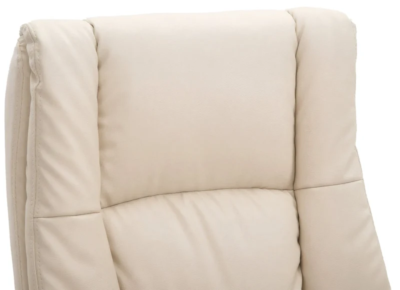 Chaise de direction rembourrée pivotant avec accoudoirs avec revêtement similicuir crème cadre plastique 10_0007040