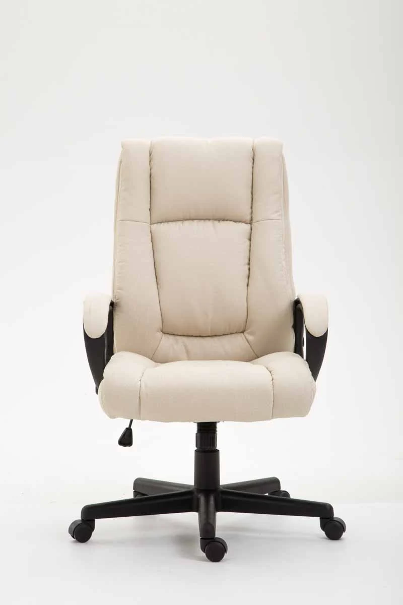 Chaise de direction rembourrée pivotant avec accoudoirs avec revêtement tissu crème cadre plastique 10_0006988