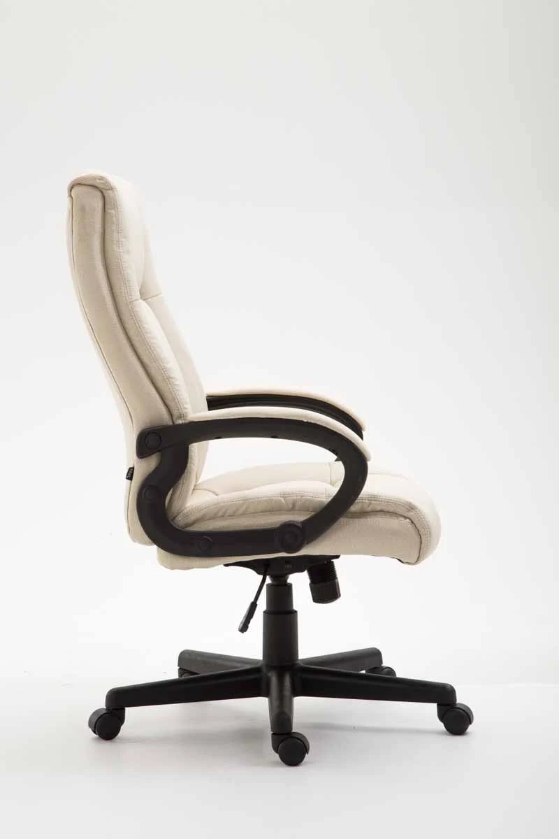 Chaise de direction rembourrée pivotant avec accoudoirs avec revêtement tissu crème cadre plastique 10_0006988