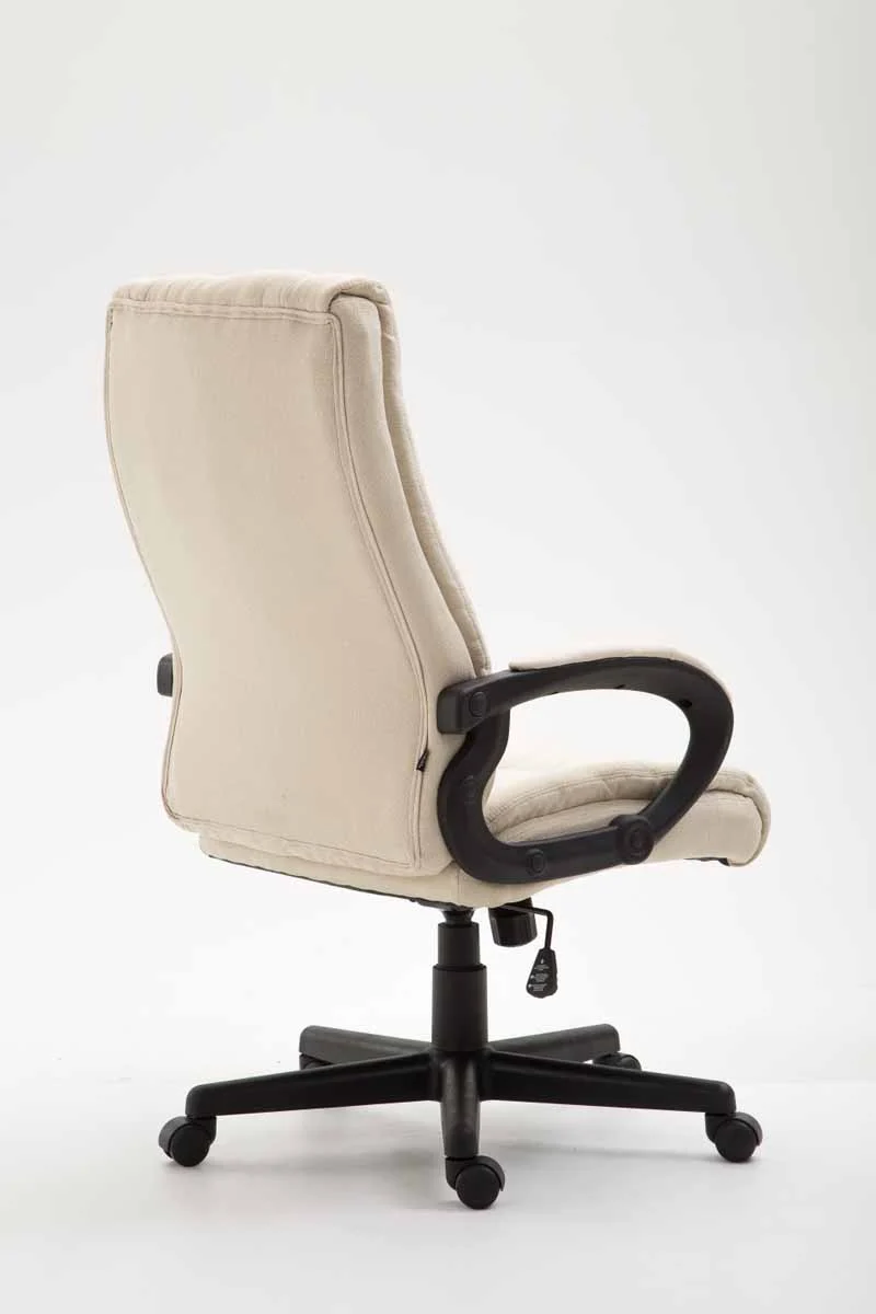 Chaise de direction rembourrée pivotant avec accoudoirs avec revêtement tissu crème cadre plastique 10_0006988