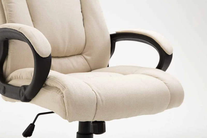 Chaise de direction rembourrée pivotant avec accoudoirs avec revêtement tissu crème cadre plastique 10_0006988
