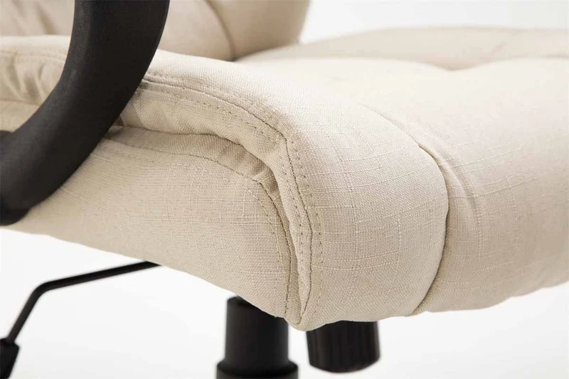 Chaise de direction rembourrée pivotant avec accoudoirs avec revêtement tissu crème cadre plastique 10_0006988