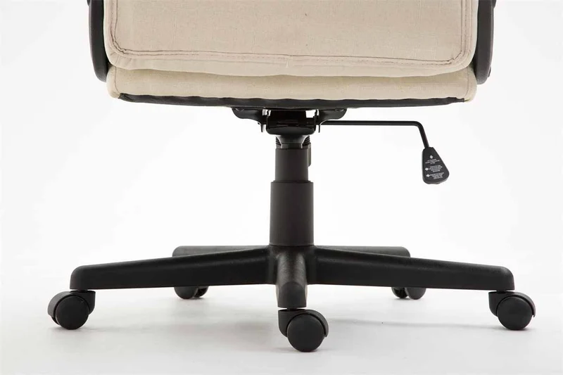 Chaise de direction rembourrée pivotant avec accoudoirs avec revêtement tissu crème cadre plastique 10_0006988