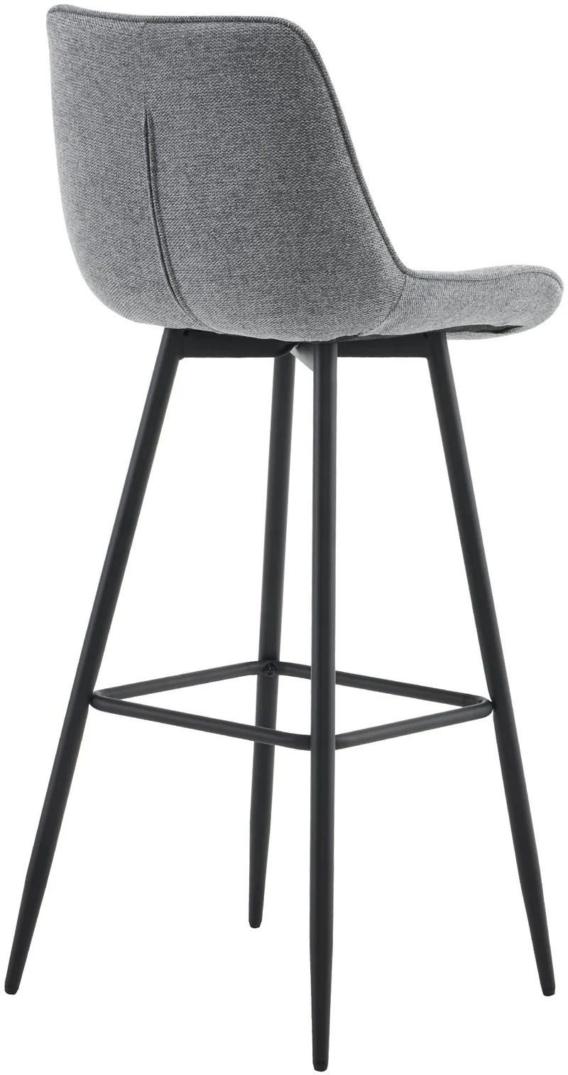 Lot de 2 tabourets de bar coutures décoratives carrées avec repose-pieds en tissu gris quatre pieds en métal 10_0006387