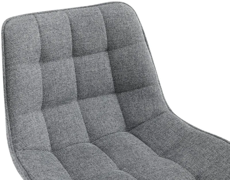 Lot de 2 tabourets de bar coutures décoratives carrées avec repose-pieds en tissu gris quatre pieds en métal 10_0006387