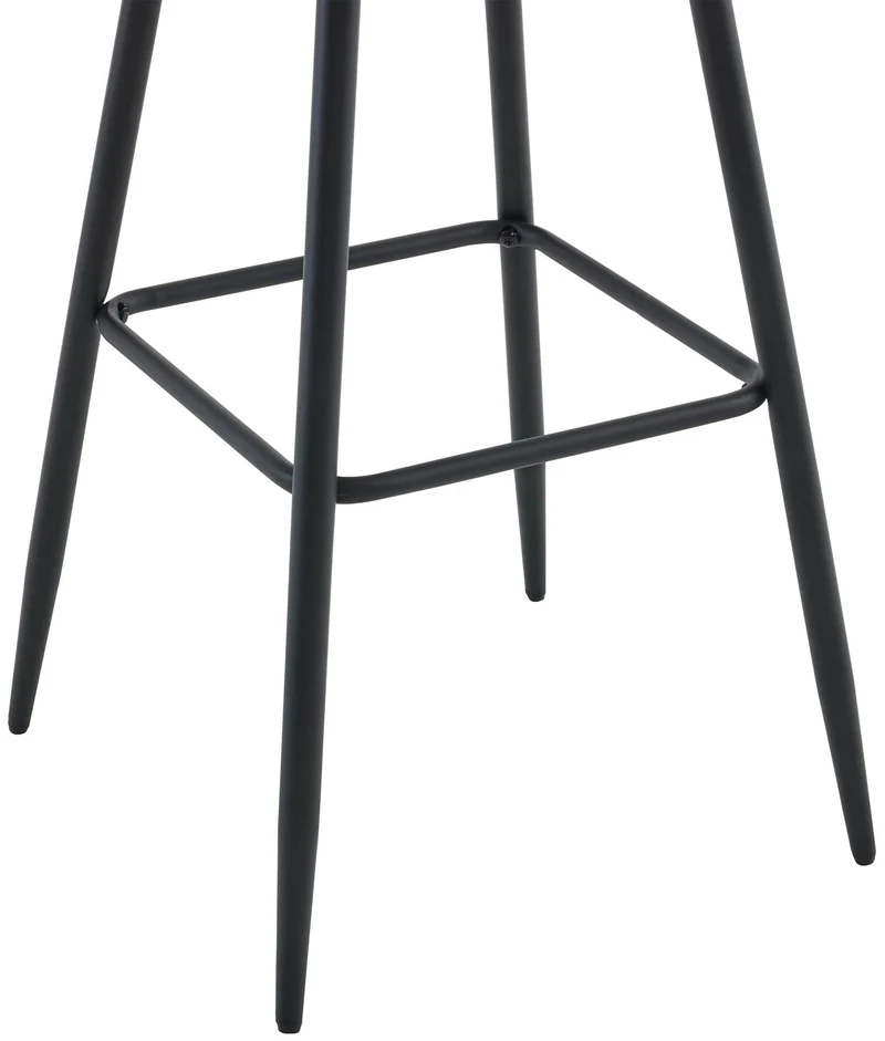 Tabouret de bar x1 coutures décoratives carrées avec repose-pieds en tissu bleu quatre pieds en métal 10_0006224