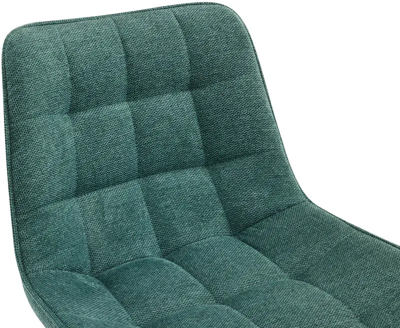 Tabouret de bar x1 coutures décoratives carrées avec repose-pieds en tissu vert quatre pieds en métal 10_0006204