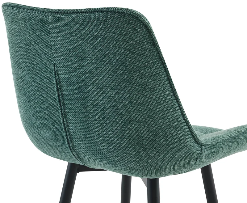 Tabouret de bar x1 coutures décoratives carrées avec repose-pieds en tissu vert quatre pieds en métal 10_0006204